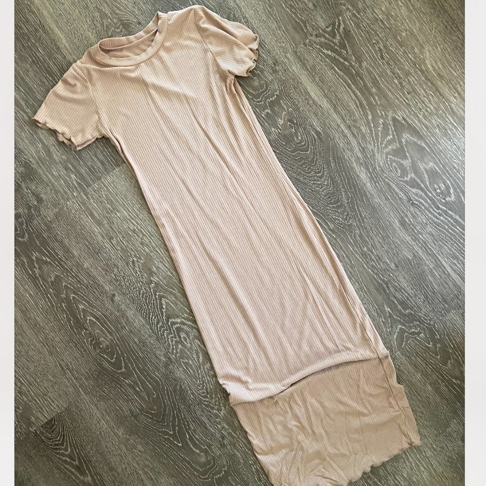 Nude Bodycon Short Sleeve Dress